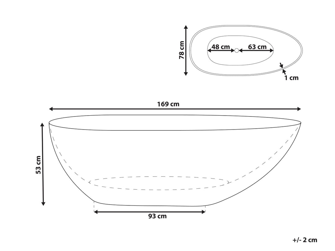 Freestanding Bath 1690 x 780 mm Black Blancarena