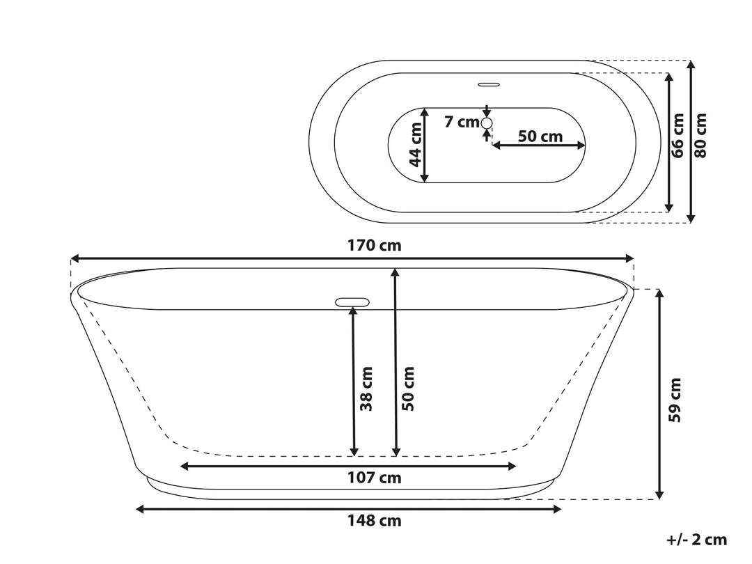 Freestanding Bath 1700 x 800 mm White Ovalle