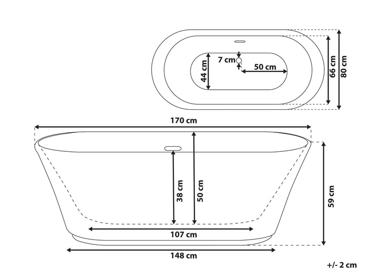 Freestanding Bath 1700 x 800 mm White Ovalle