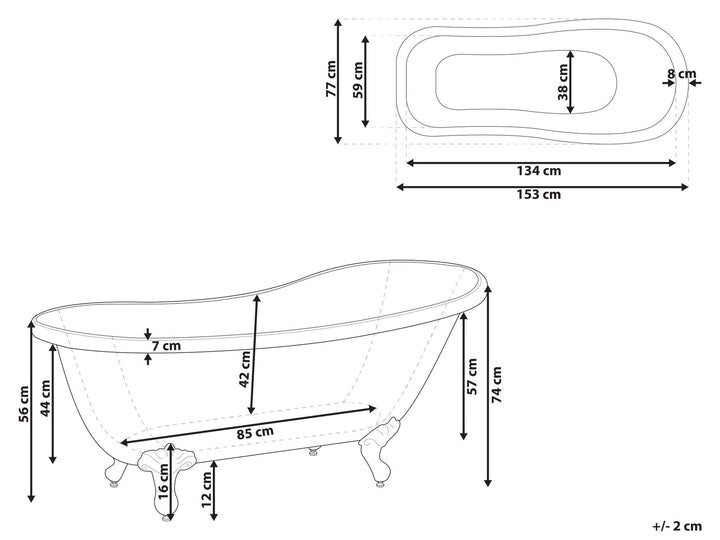 Freestanding Bath 1530 x 770 mm Black Cayman