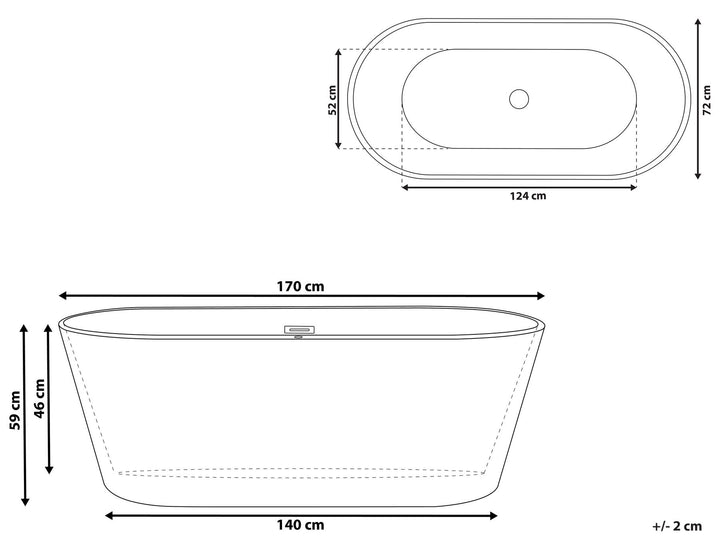 Freestanding Bath 170 x 72 cm Black Havana