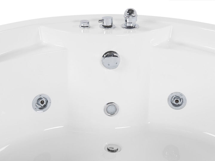 Whirlpool Corner Bath with LED and Bluetooth Speaker White Milano