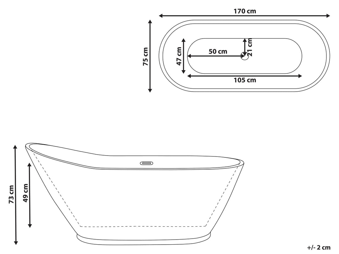 Freestanding Bath White 1700 x 750 mm Londrina