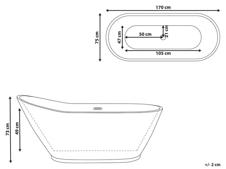 Freestanding Bath White 1700 x 750 mm Londrina