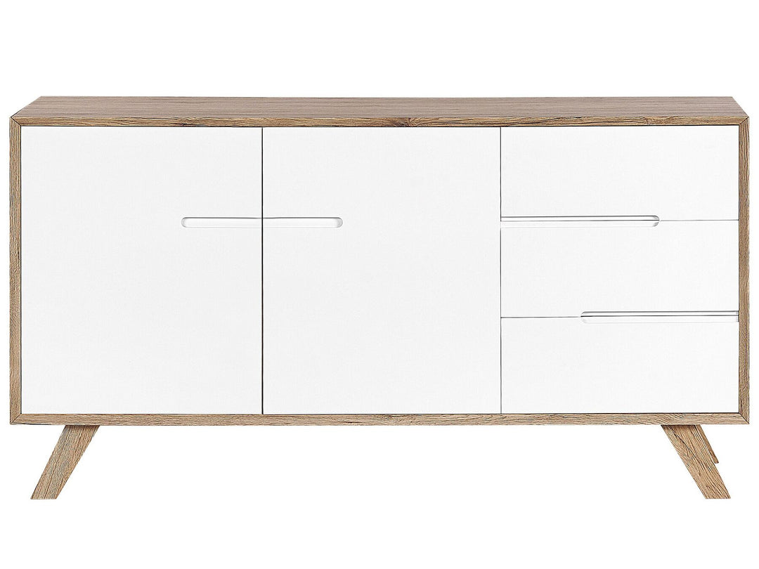 3 Drawer Sideboard White and Light Wood Forester