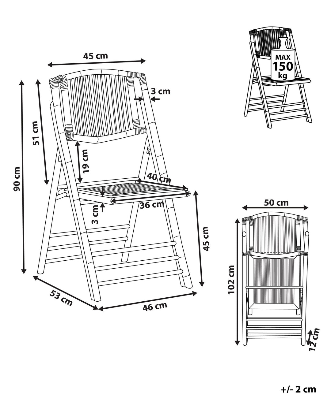 Bamboo Wood Banquet Chair Dining Chair Set of 4 Brown Trentor