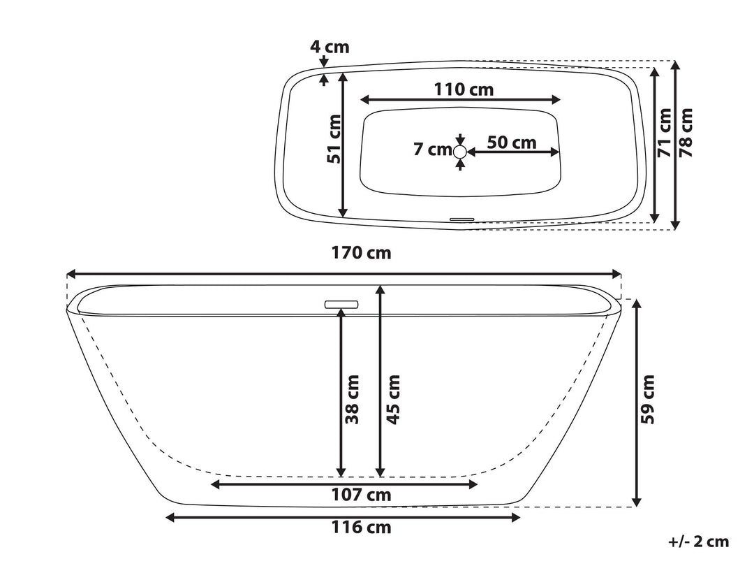 Freestanding Bath 1700 x 780 mm White Mingo