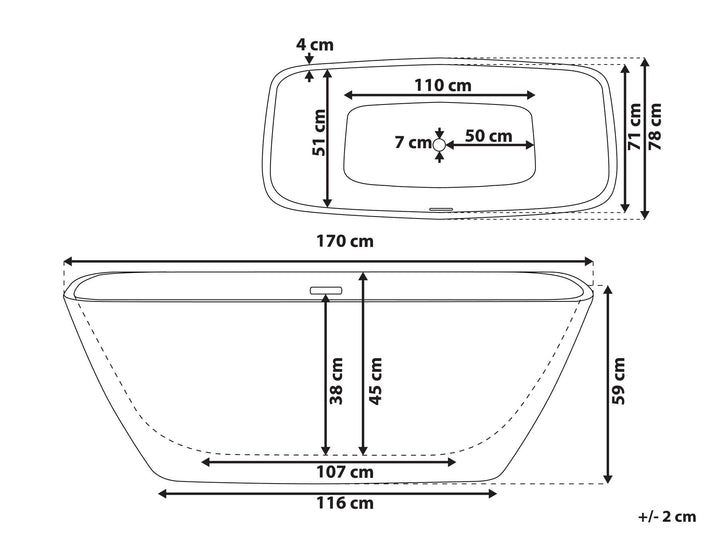 Freestanding Bath 1700 x 780 mm White Mingo