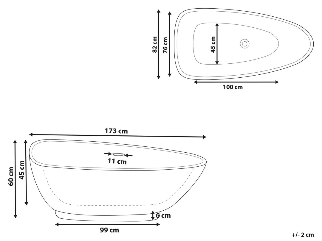 Freestanding Bath 1730 x 820 mm Black Guiana