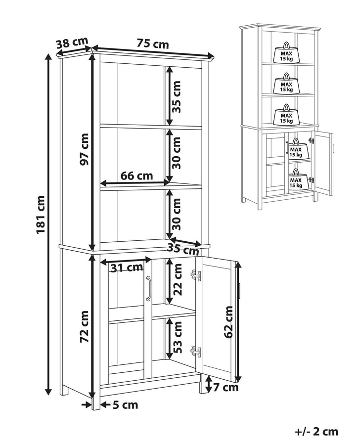 Display Cabinet with Glass Doors White Lusby