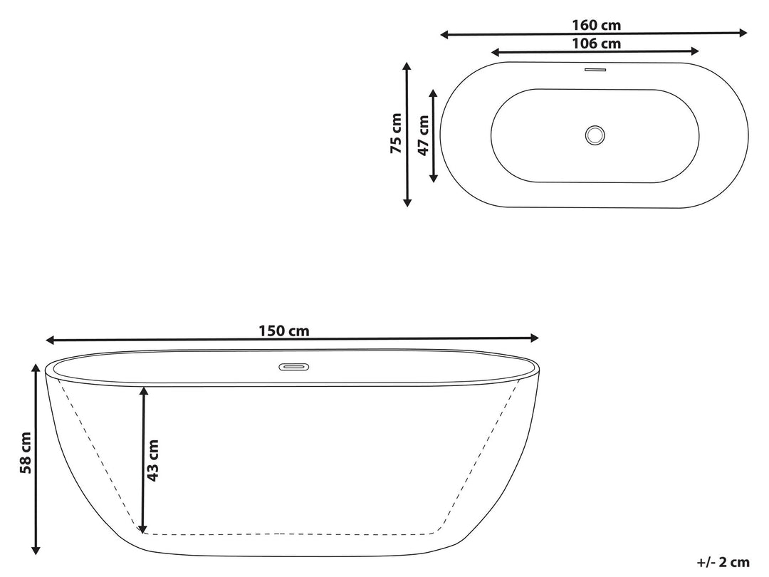 Freestanding Bath 1600 x 750 mm Black Carrera