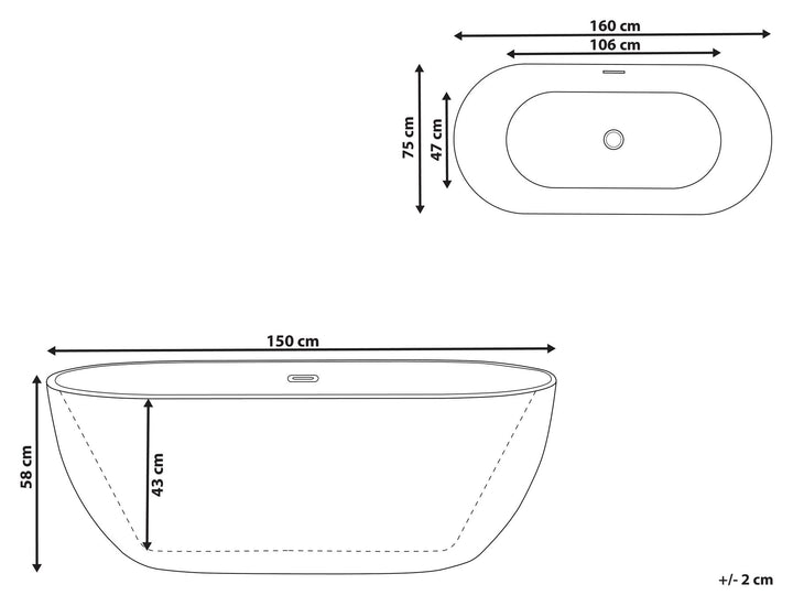 Freestanding Bath 1600 x 750 mm Black Carrera