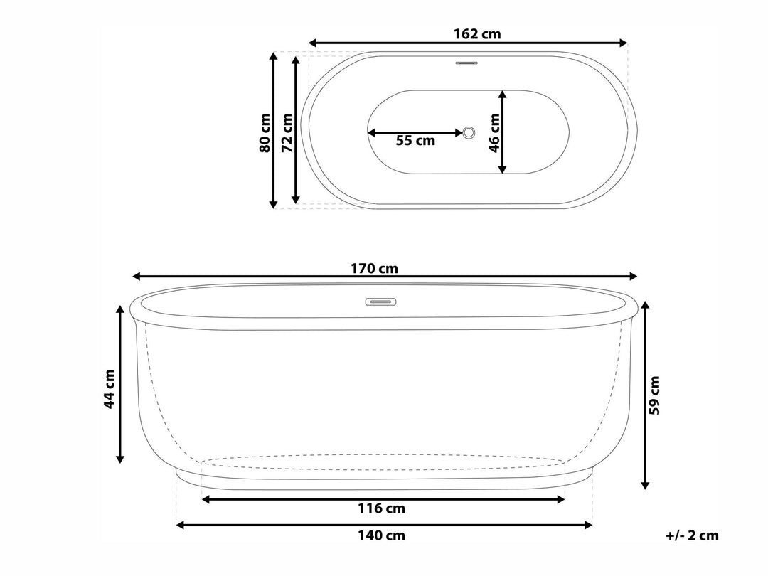 Freestanding Bath 1700 x 800 mm White Pinel