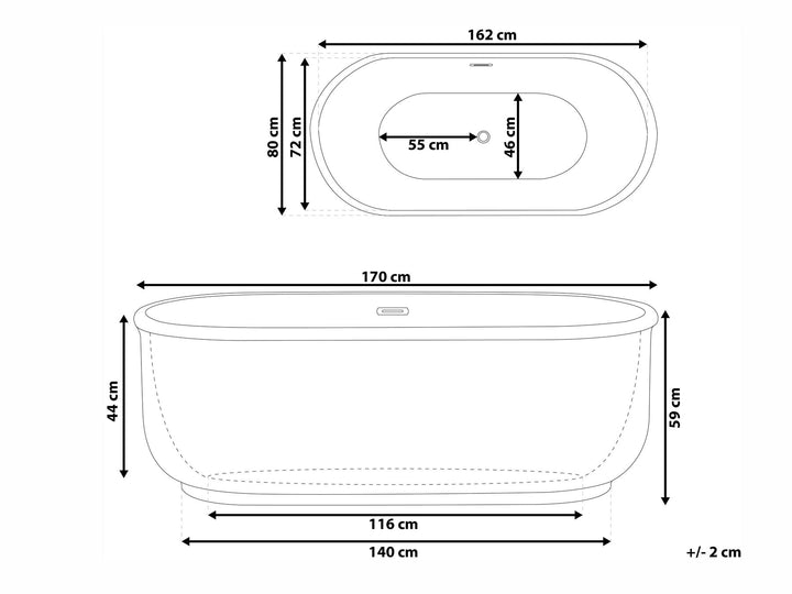 Freestanding Bath 1700 x 800 mm White Pinel