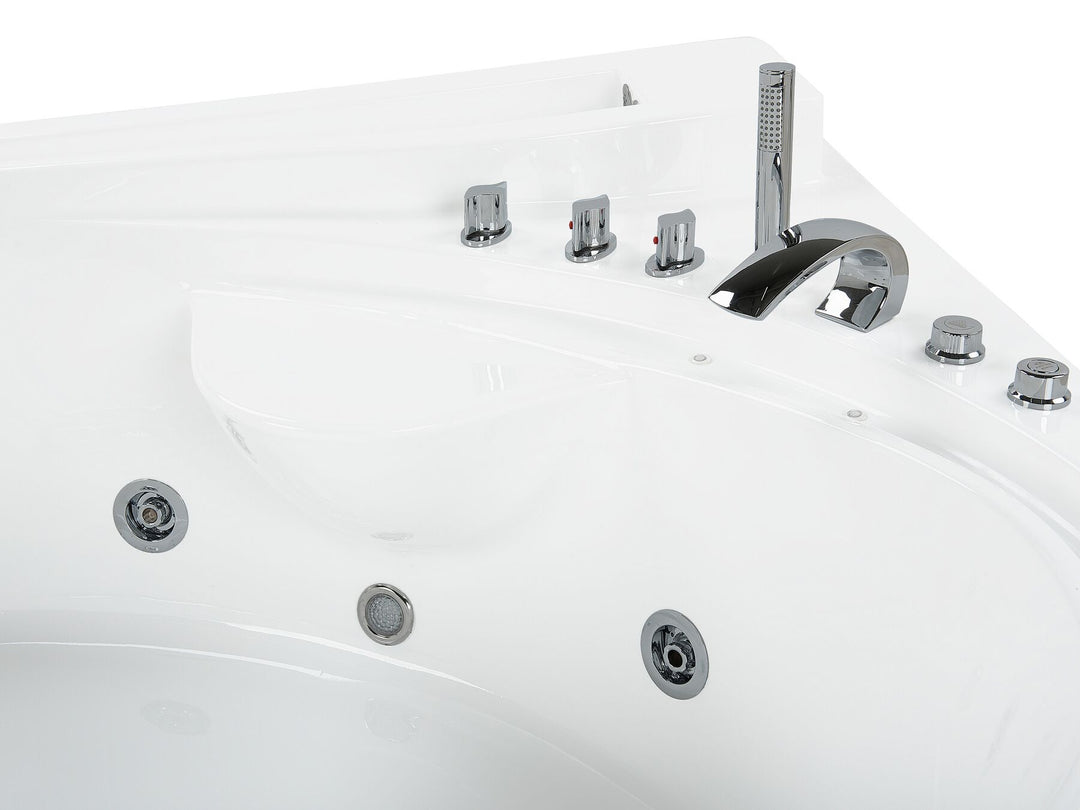 Left Hand Whirlpool Corner Bath with LED 2060 x 1480 mm White Pelican