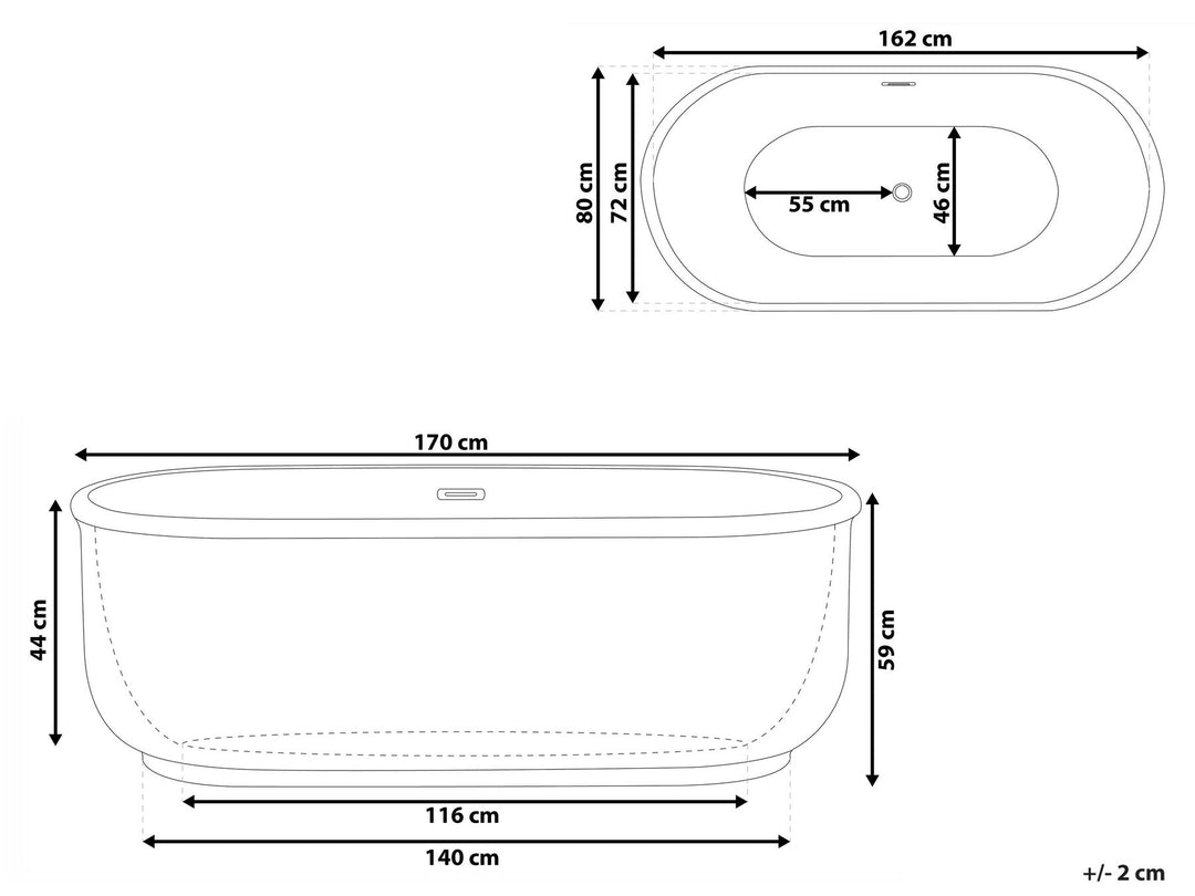 Freestanding Bath 1700 x 800 mm Black Pinel