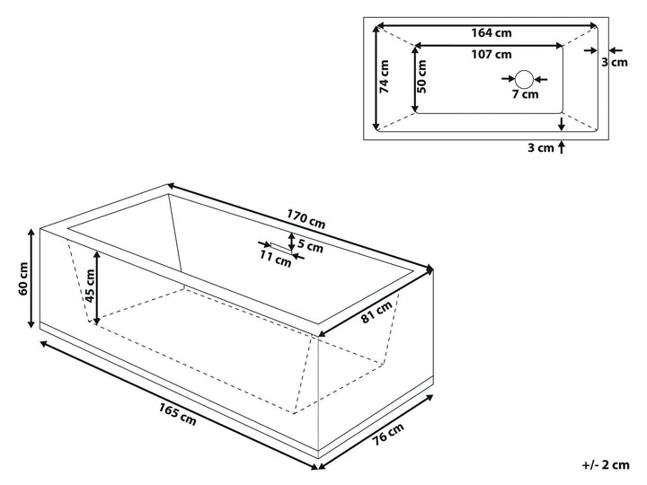 Freestanding Bath 1700 x 810 mm Black Rios