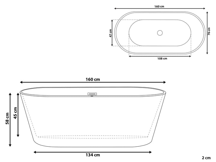 Freestanding Bath 1600 x 800 mm Black Havana