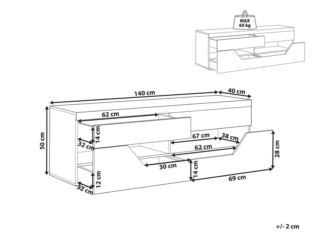 TV Stand White with Light Wood Cheval