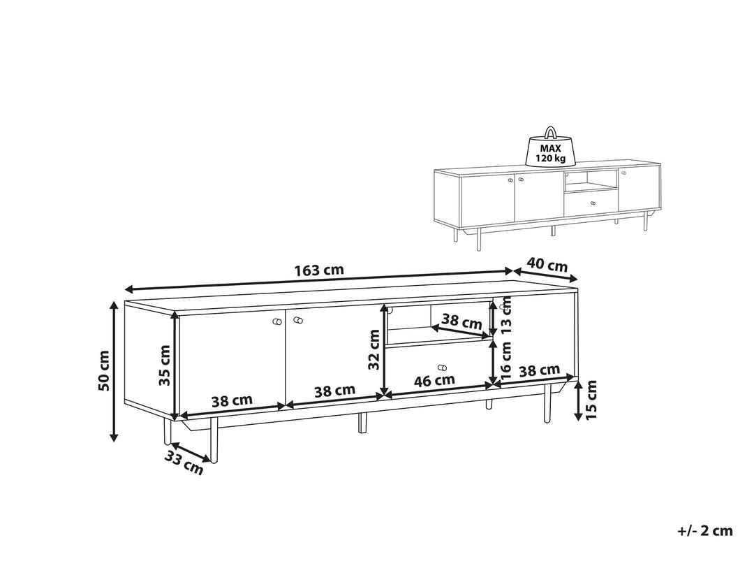 TV Stand Light Wood with White Itaca