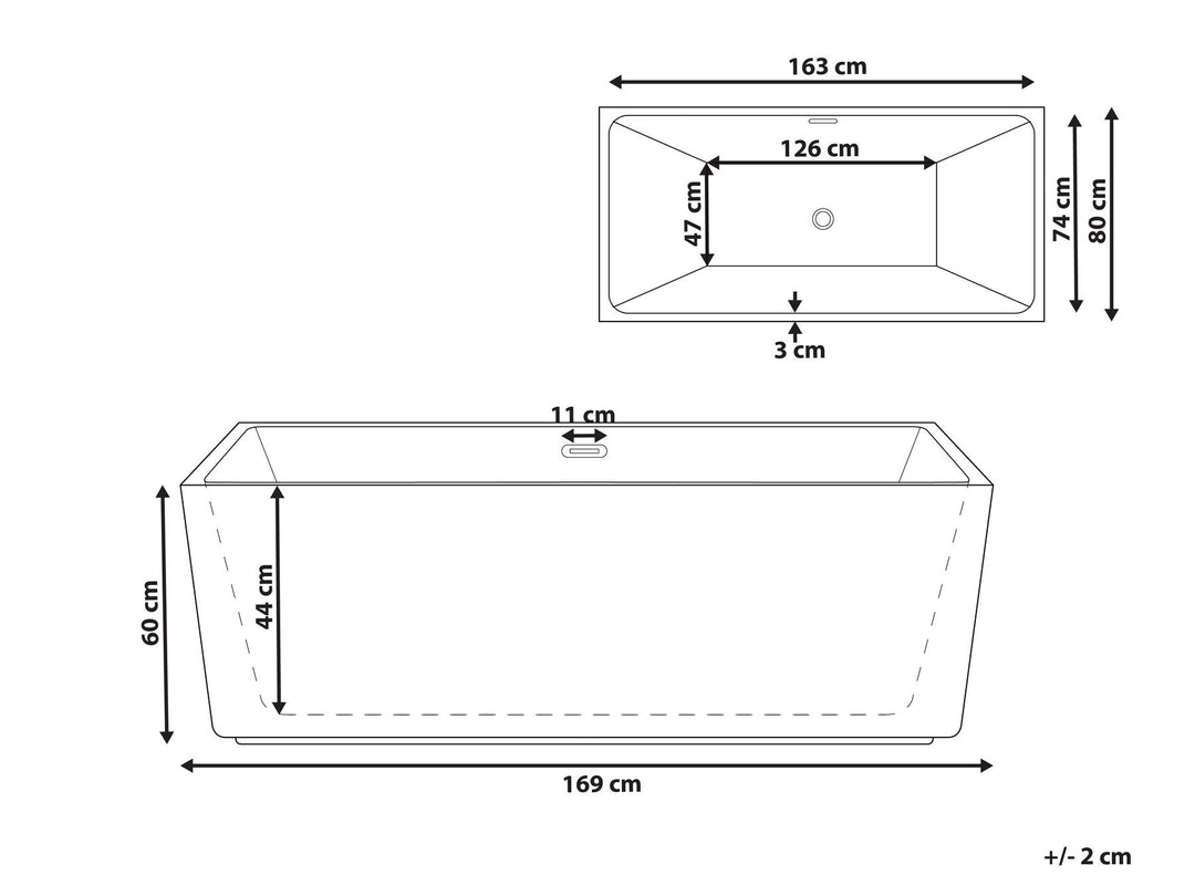 Rectangular Freestanding Bath 1690 mm x 800 mm White Gocta