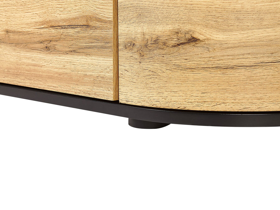 4 Door Sideboard Light Wood and Black Jerome