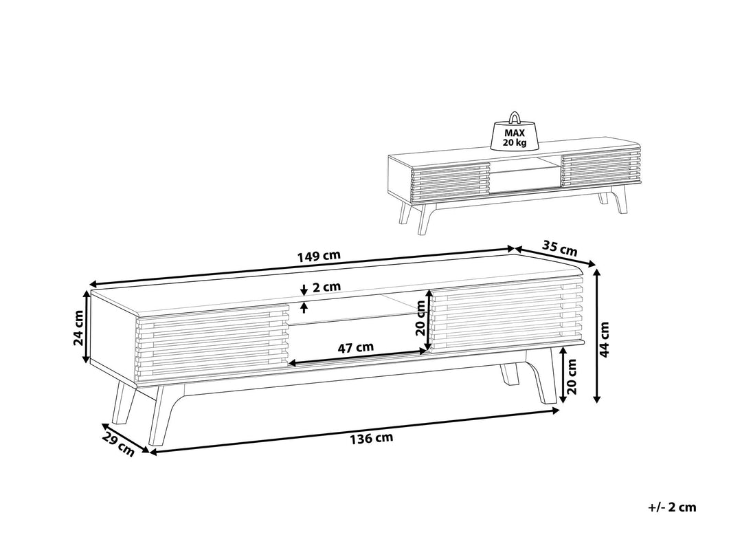 TV Stand White and Dark Wood Detroit