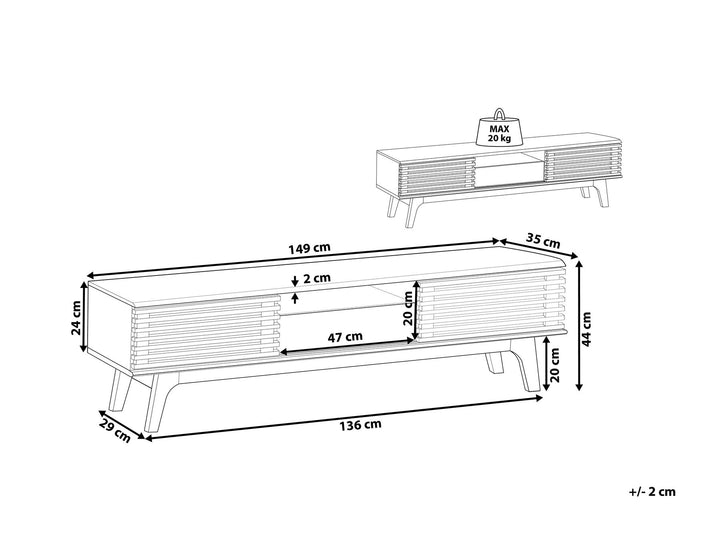 TV Stand White and Dark Wood Detroit