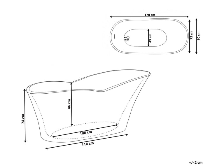 Freestanding Bath 1700 x 800 mm White Dulcina