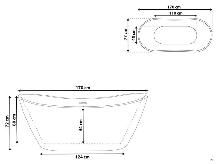 Freestanding Bath 1700 x 770 mm Navy Blue Antigua