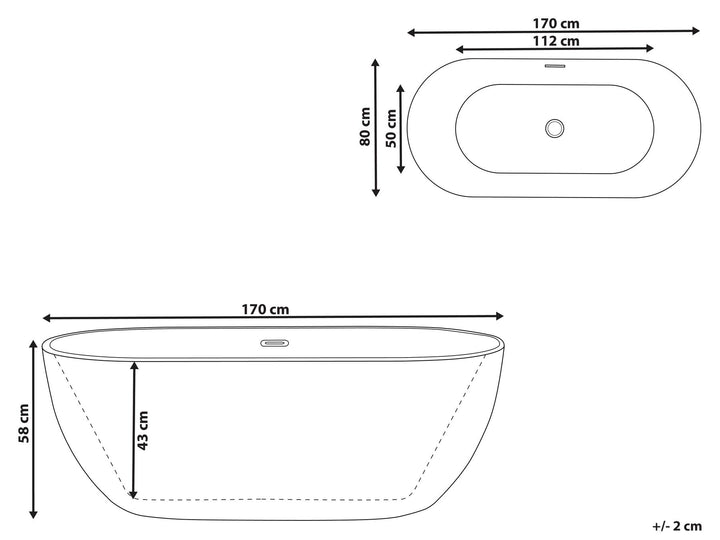 Freestanding Bath 1700 x 800 mm White Carrera II