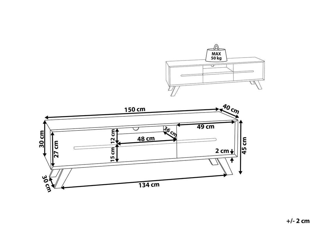 TV Stand Light Wood with White Forester