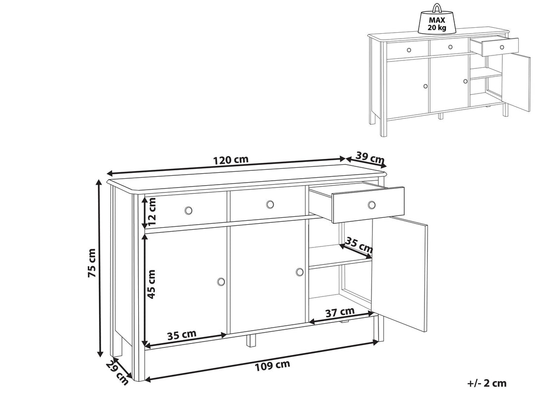 3 Door Sideboard Black Olate