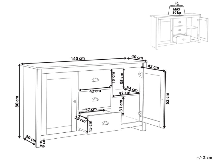 2 Door Sideboard Light Wood Lansin