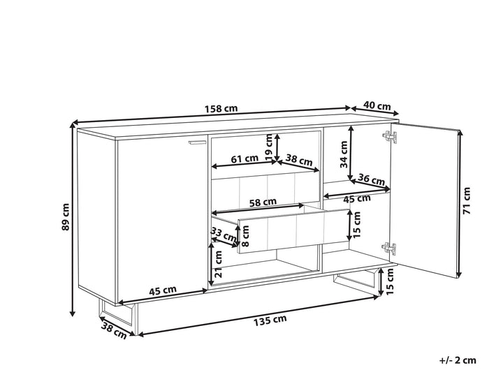 2 Drawer Sideboard Light Wood Boiso