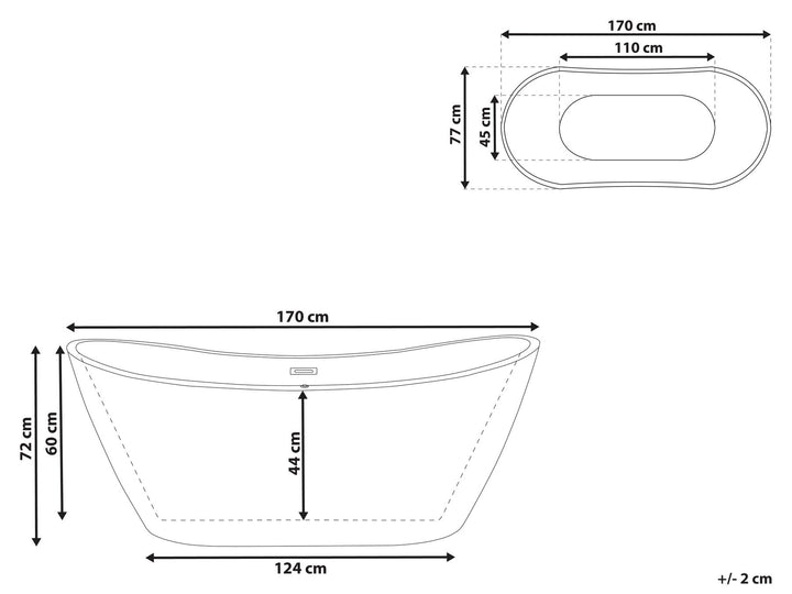 Freestanding Bath 1700 x 770 mm Black Antigua