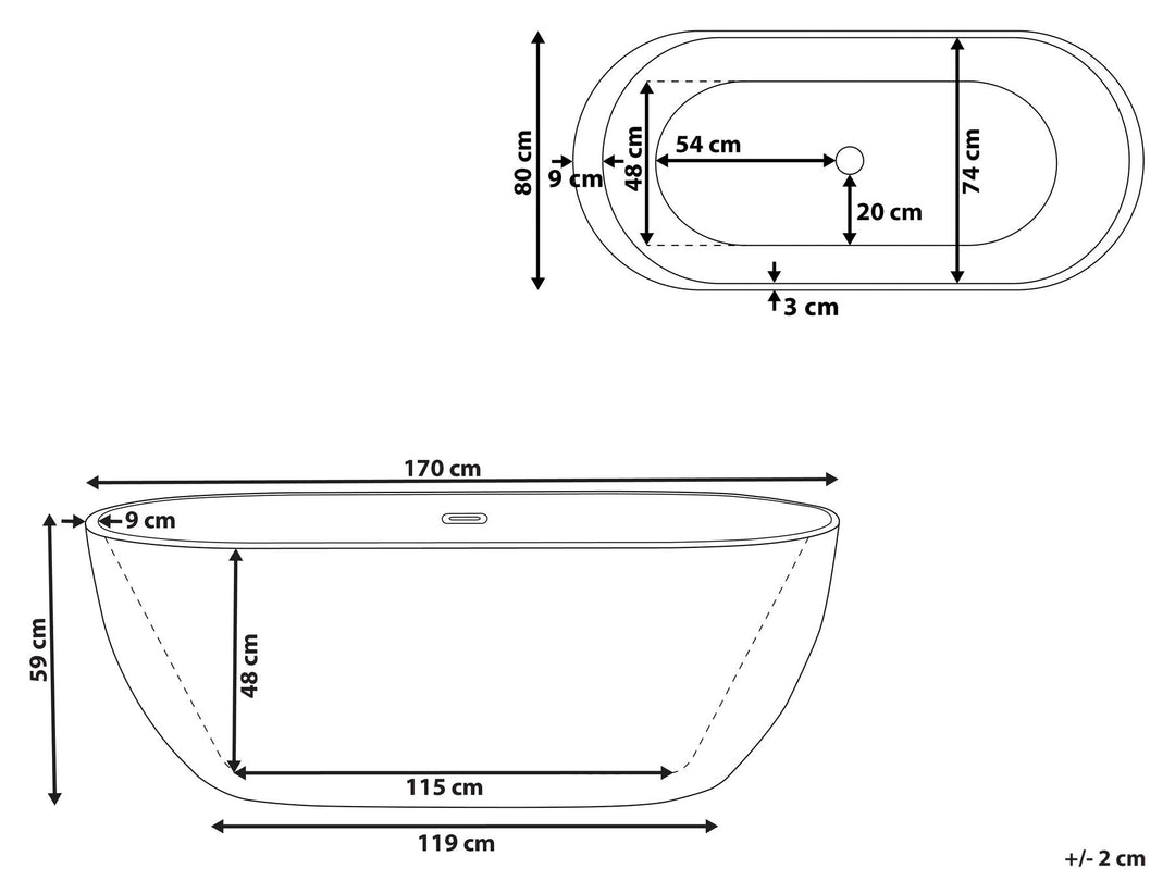 Freestanding Bath 1700 x 800 mm Green Nevis