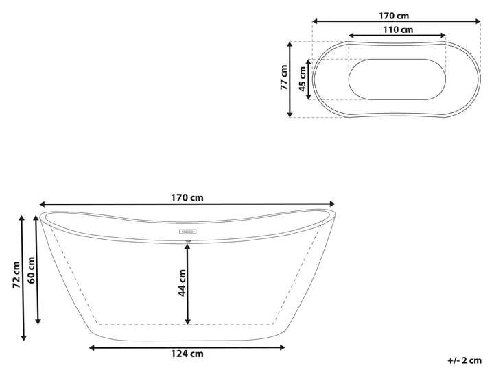 Freestanding Bath 1700 x 770 mm Red Antigua