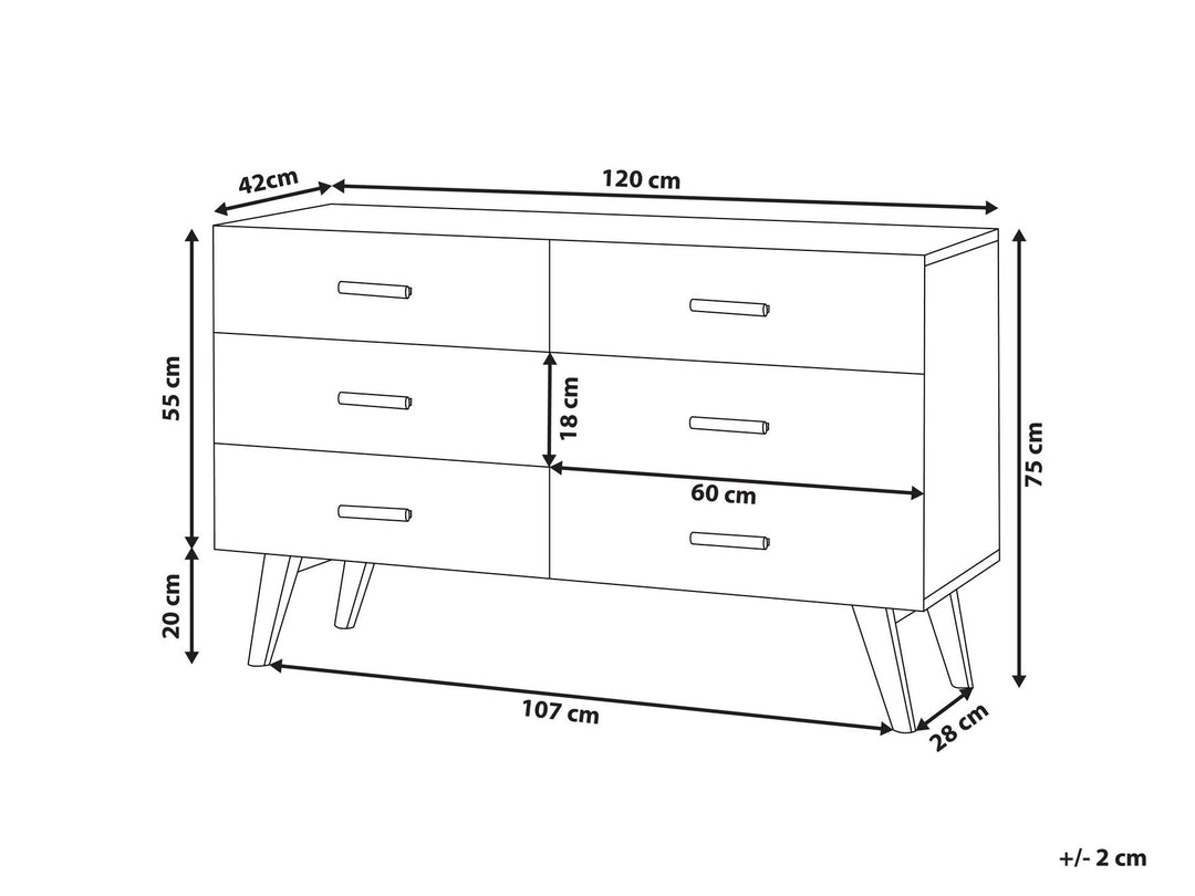 6 Drawer Chest White Newark II