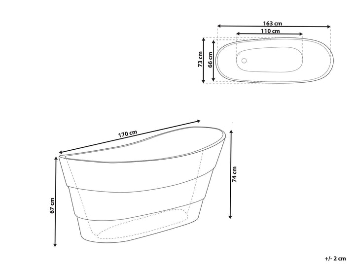 Freestanding Bath 1700 x 730 mm Black Buenavista