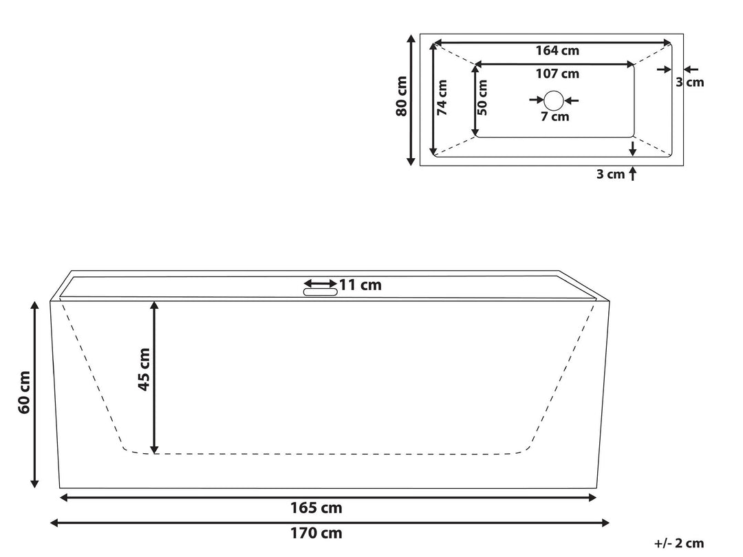 Freestanding Bath 1700 x 810 mm Red Rios