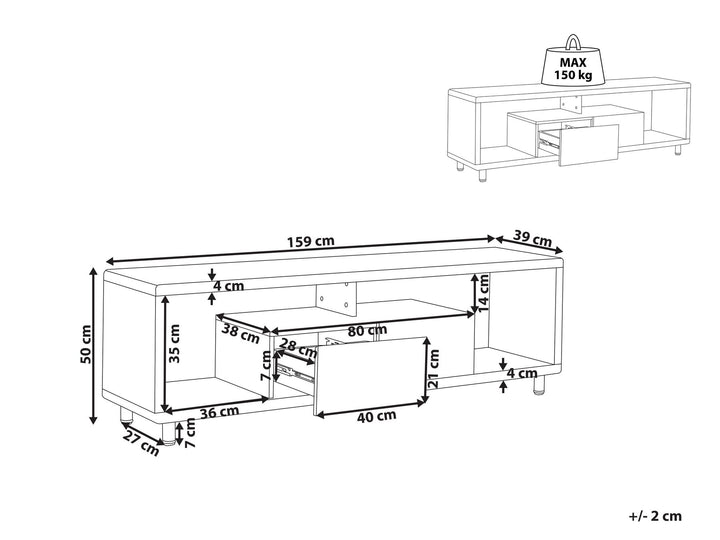 TV Stand White and Light Wood Knox