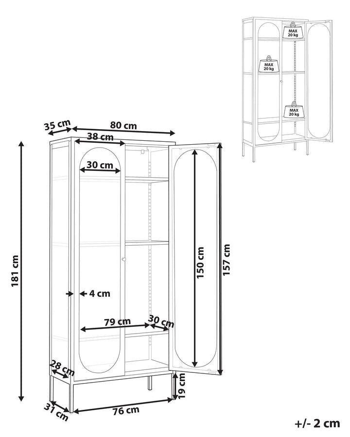 Steel Display Cabinet Black Foxton