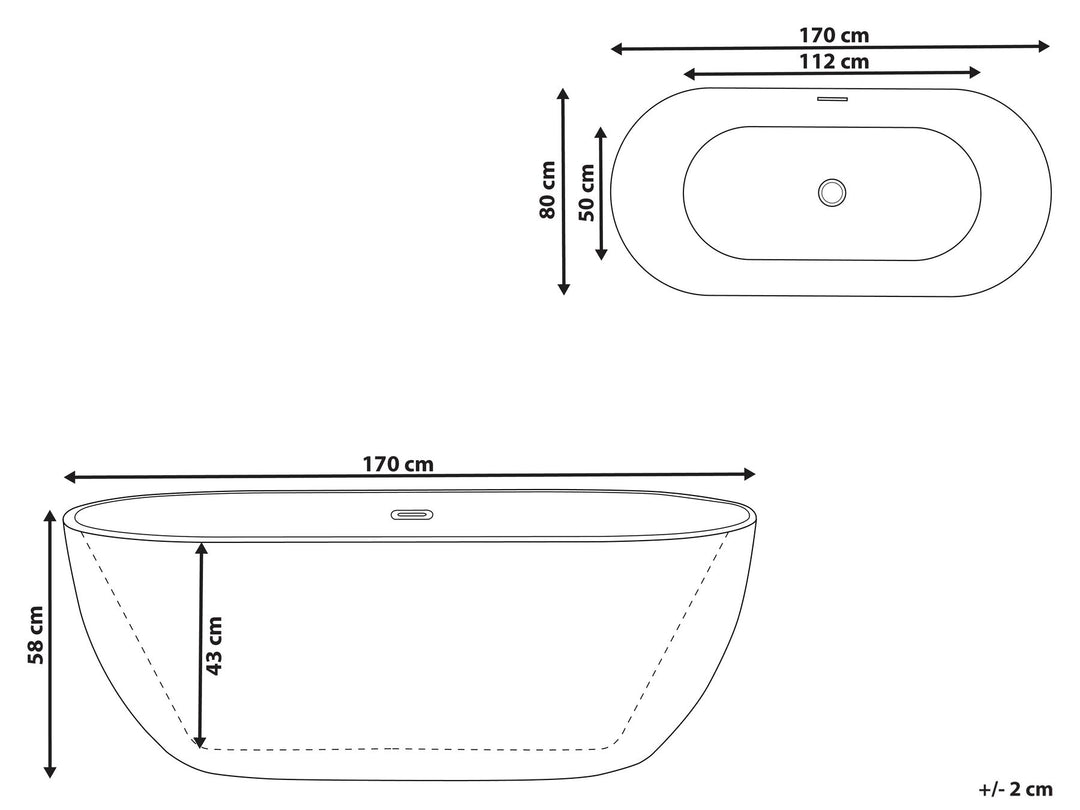 Freestanding Bath 1700 x 800 mm Red Carrera