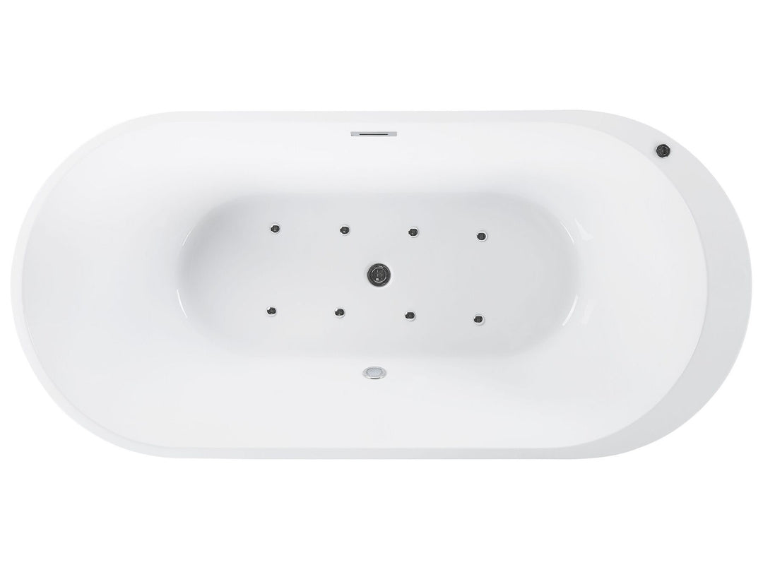 Freestanding Whirlpool Bath with LED 1700 x 800 mm White Nevis