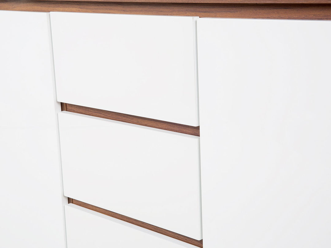 3 Drawer Sideboard White with Dark Wood Pittsburgh