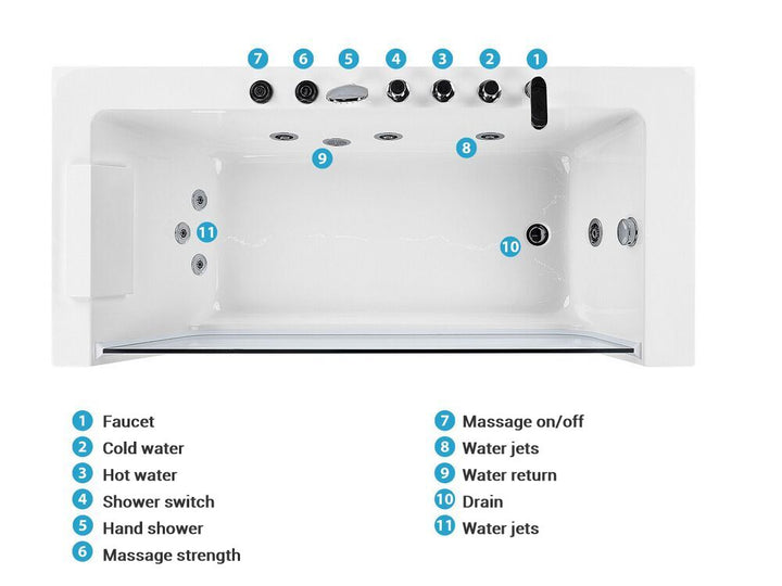 Left Hand Whirlpool Corner Bath 1700 x 800 mm White Puquio