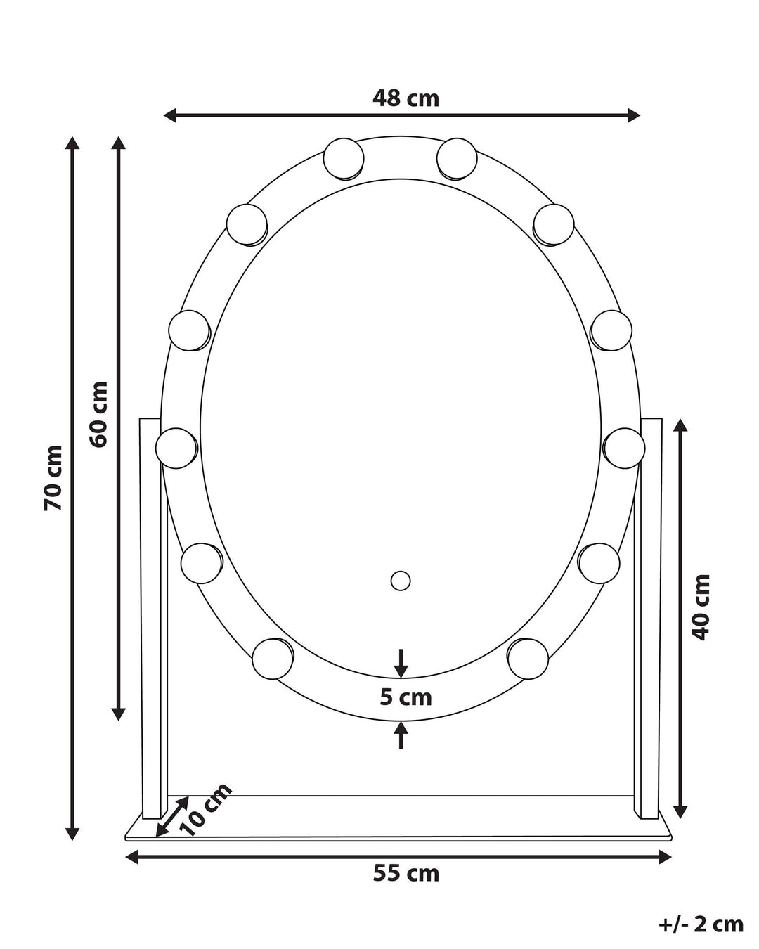 Metal LED Standing Vanity Mirror 50 x 60 cm White Rostrenen