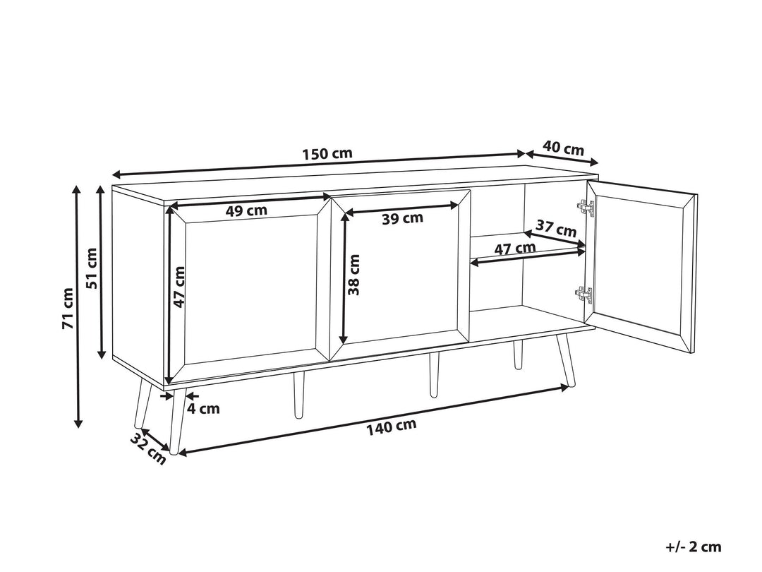 Rattan 3 Door Sideboard Black Opoco