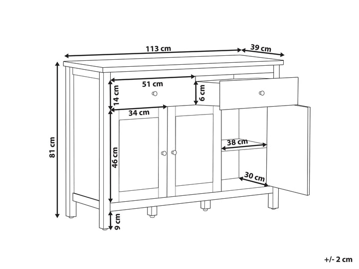 2 Drawer Sideboard White and Light Wood Atoca